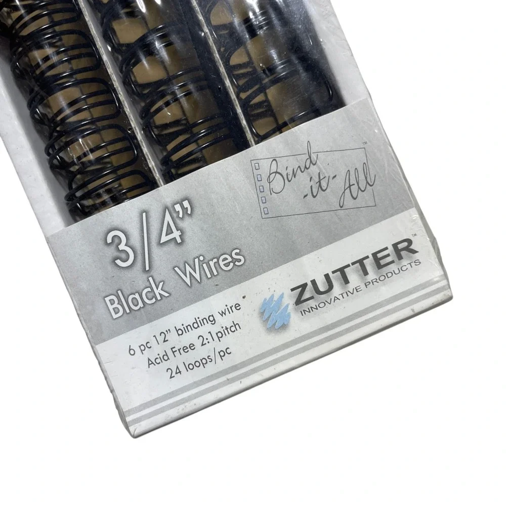 Zutter 6 Wire Pack NEW 3/4 Black Wire Binding Coils Acid Free